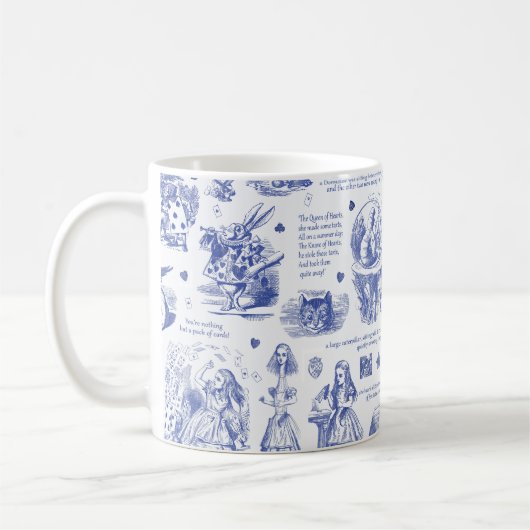 Alice im Wunderland Tee Party Blue Toile Quotes Kaffeetasse (Links)