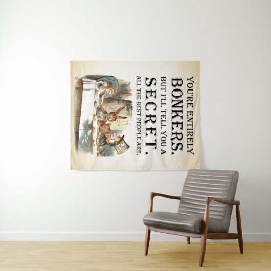 Alice im Wunderland - Tee-Party - Bonkers Zitat Wandteppich (Beispiel (Horizontal))