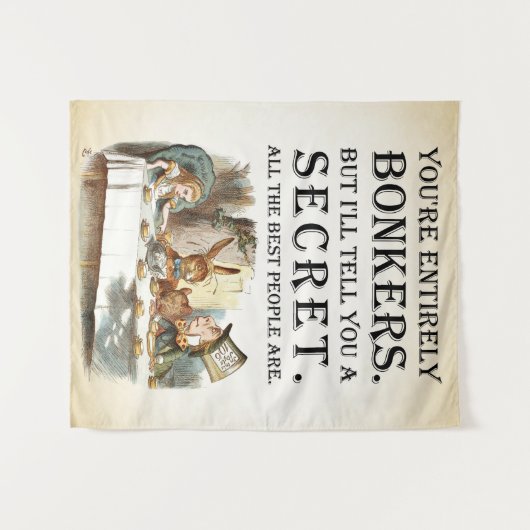 Alice im Wunderland - Tee-Party - Bonkers Zitat Wandteppich (Vorderseite (Horizontal))