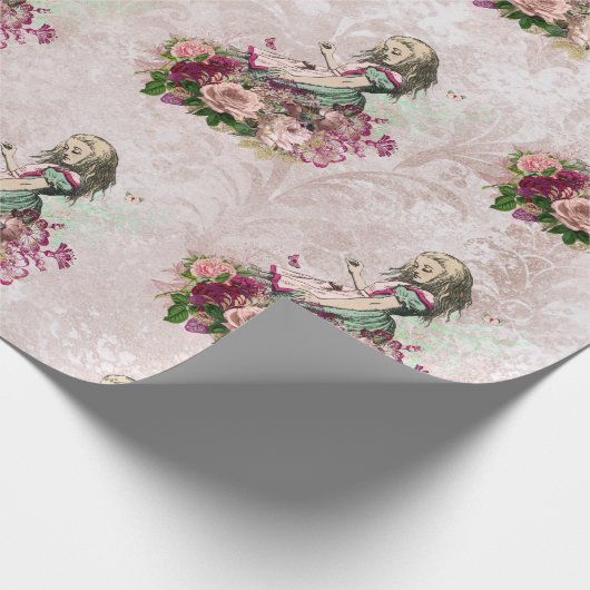 Alice im Wunderland Tee Party Burgund & Blush Geschenkpapier (Ecke)
