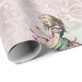 Alice im Wunderland Tee Party Burgund & Blush Geschenkpapier (Rolleneckpunkt)