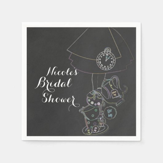 Alice im Wunderland Tee Party Chalkboard Party Serviette (Vorderseite)