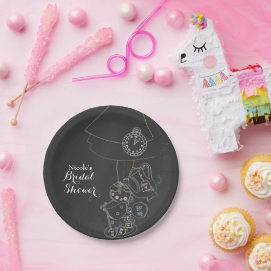 Alice im Wunderland Tee Party Chalkboard Whimsical Pappteller (Party)