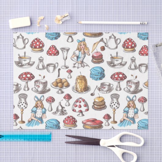 Alice im Wunderland Tee Party Decoupage Seidenpapier (Handwerk)