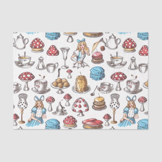 Alice im Wunderland Tee Party Decoupage Seidenpapier (Vorderseite)