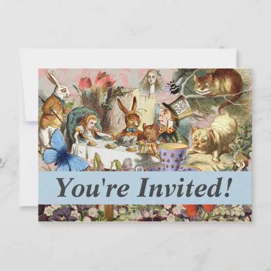 Alice im Wunderland Tee Party Einladung (Vorderseite)