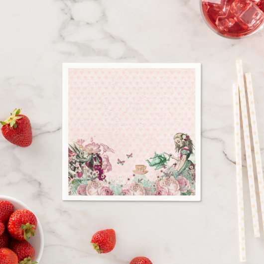 Alice im Wunderland Tee Party Erröten & Minze Serviette (Beispiel)