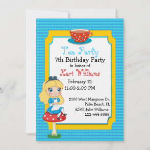 Alice im Wunderland Tee Party Geburtstag Custom Einladung