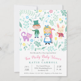Alice im Wunderland Tee-Party Kinderdusche Einladung