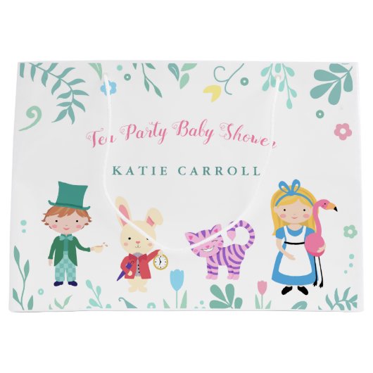 Alice im Wunderland Tee-Party Kinderdusche Große Geschenktüte (Vorderseite)