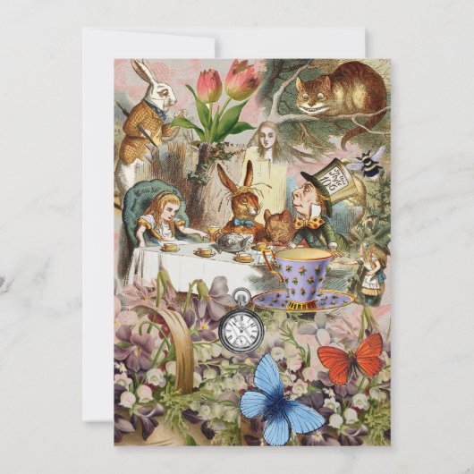 Alice im Wunderland Tee Party Kunst Einladung (Rückseite)