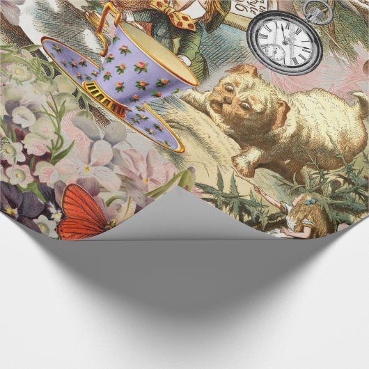 Alice im Wunderland Tee Party Kunst Geschenkpapier (Ecke)