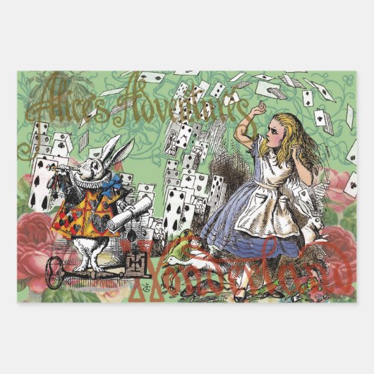 Alice im Wunderland Tee Party Kunst Geschenkpapier Set (Vorderseite 3)