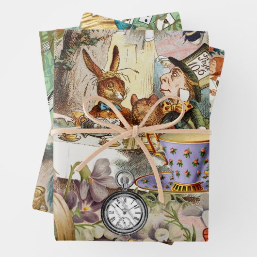 Alice im Wunderland Tee Party Kunst Geschenkpapier Set (Beispiel)