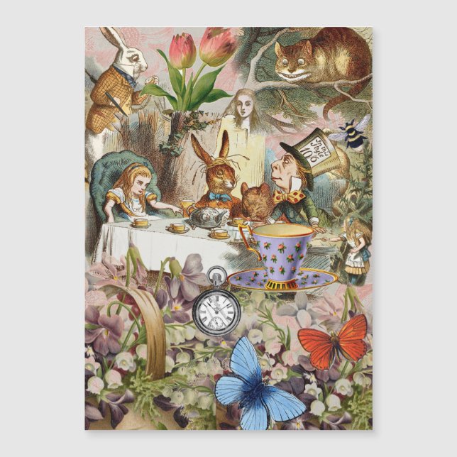 Alice im Wunderland Tee Party Kunst Magnetkarte (Vorderseite)