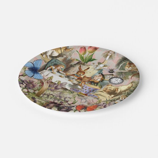 Alice im Wunderland Tee Party Kunst Pappteller (Schrägansicht)