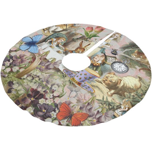 Alice im Wunderland Tee Party Kunst Polyester Weihnachtsbaumdecke (Schrägansicht)