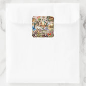 Alice im Wunderland Tee Party Kunst Quadratischer Aufkleber (Tasche)