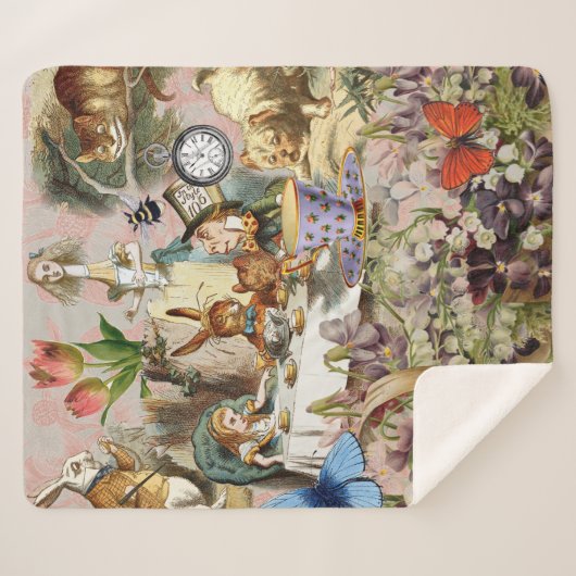 Alice im Wunderland Tee Party Kunst Sherpadecke (Vorderseite (Horizontal))