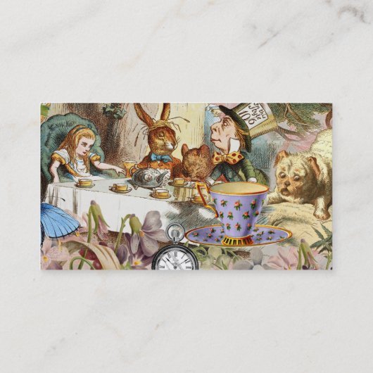 Alice im Wunderland Tee Party Kunst Visitenkarte (Rückseite)