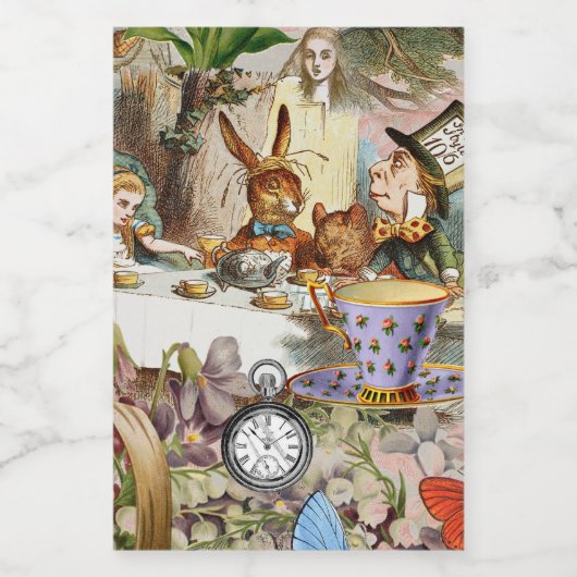Alice im Wunderland Tee Party Lebensmitteletikett (Einzelnes Label)