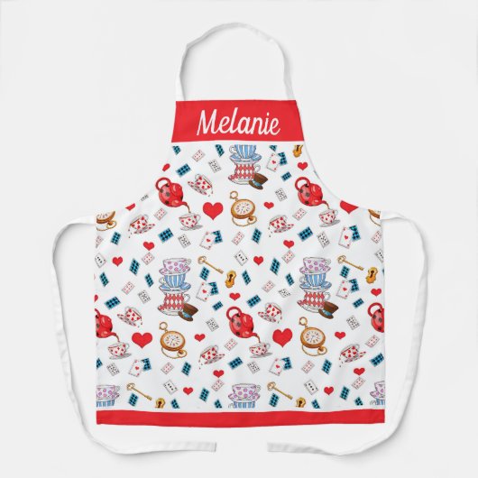 Alice im Wunderland Tee Party Thema Personalisiert Schürze (Vorderseite)