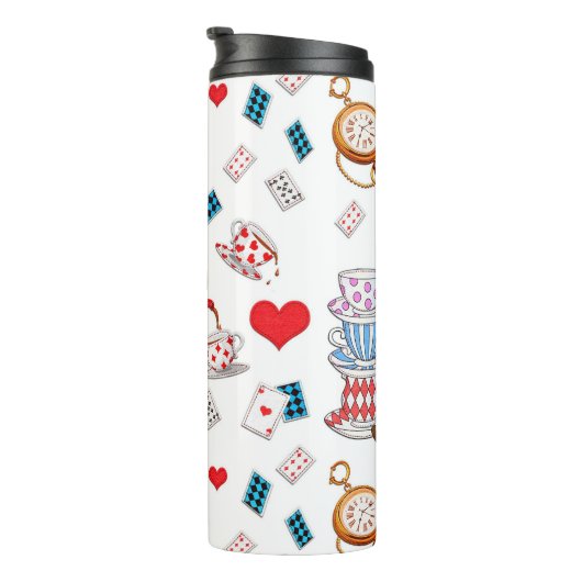 Alice im Wunderland Tee Party Themenmuster Thermosbecher (Nach rechts gedreht)