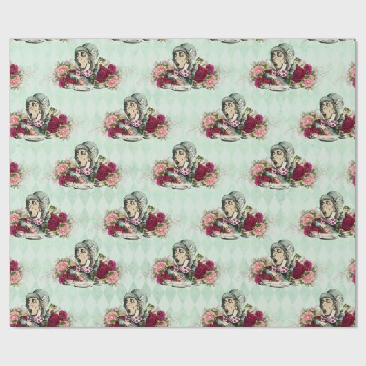 Alice im Wunderland Tee Time Wrapping Paper Geschenkpapier (Flach)