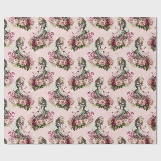 Alice im Wunderland Tee Time Wrapping Paper Geschenkpapier (Flach)