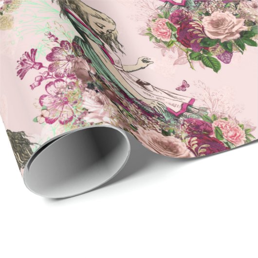 Alice im Wunderland Tee Time Wrapping Paper Geschenkpapier (Rolleneckpunkt)