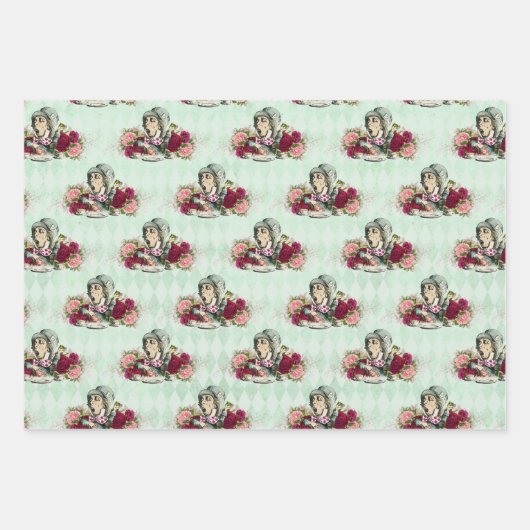 Alice im Wunderland Tee Time Wrapping Paper Sheets Geschenkpapier Set (Vorderseite)