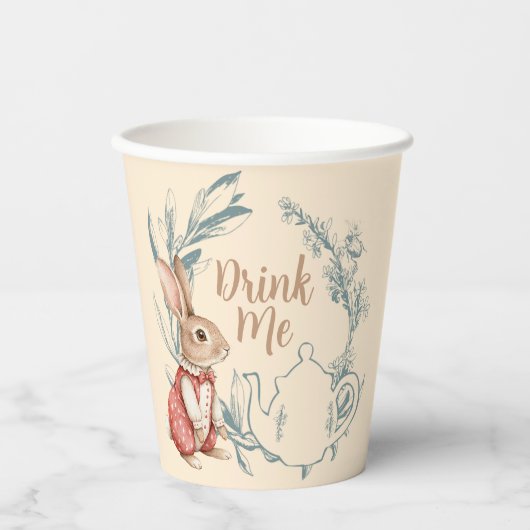 Alice im Wunderland Tee Trink mich Pappbecher (Vorderseite)