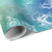 Alice im Wunderland-Tee-Zeit-blaues Geschenkpapier (Rolleneckpunkt)