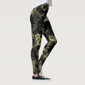 Alice im Wunderland-Tee-Zeit-Schwarz-GoldLeggings Leggings (Rechts)