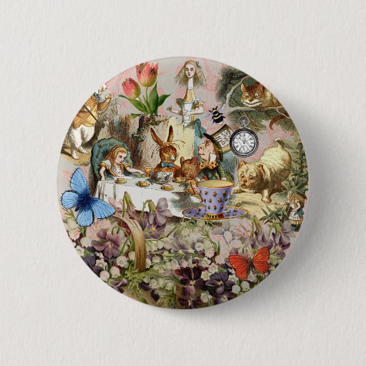 Alice im Wunderland-Teeparty-Charaktere Button (Vorderseite)