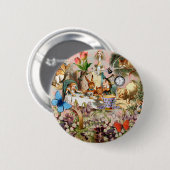 Alice im Wunderland-Teeparty-Charaktere Button (Vorne & Hinten)