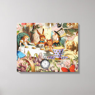 Alice im Wunderland Teeparty Charaktere Leinwanddruck