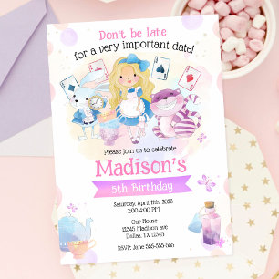 Alice im Wunderland Teeparty Geburtstag Einladung