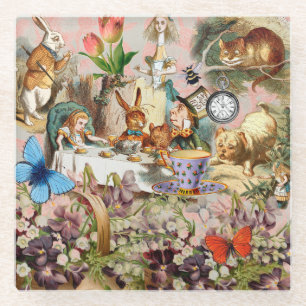 Alice im Wunderland Teeparty Kunst Glasuntersetzer