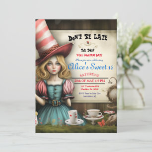 Alice im Wunderland-Teeparty süße 16 Einladung