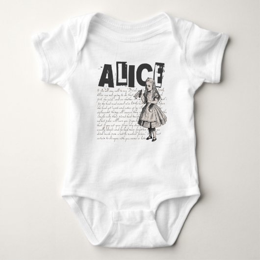 Alice im Wunderland Text und Alice-Bild Baby Strampler (Vorderseite)