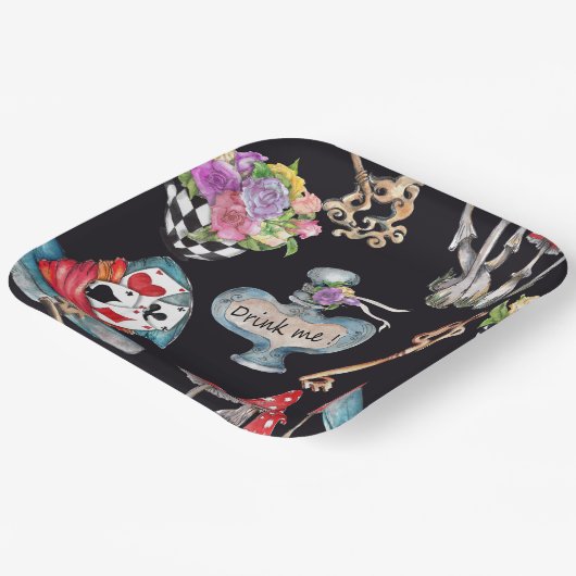 Alice im Wunderland Thema Black Paper Teller (Gewinkelt)