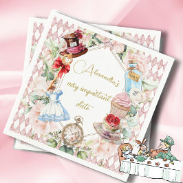 Alice im Wunderland Thema Floral Pink Persönlich Serviette