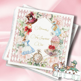 Alice im Wunderland Thema Floral Pink Persönlich Serviette