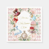 Alice im Wunderland Thema Floral Pink Persönlich Serviette (Vorderseite)