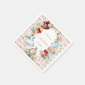 Alice im Wunderland Thema Floral Pink Persönlich Serviette (Ecke)