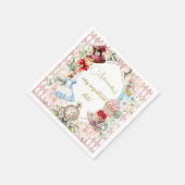 Alice im Wunderland Thema Floral Pink Persönlich Serviette (Ecke)
