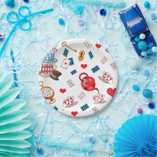 Alice im Wunderland-Themenmuster Pappteller (Party)