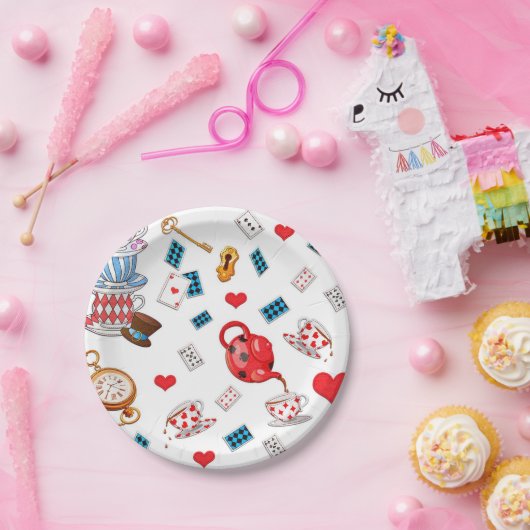 Alice im Wunderland-Themenmuster Pappteller (Party)