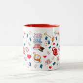 Alice im Wunderland-Themenmuster Zweifarbige Tasse (Mittel)